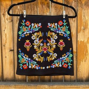 Colorful/Black Embroidered Skirt